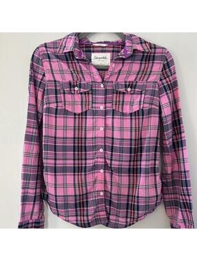 Aeropostale pink plaid button up shirt